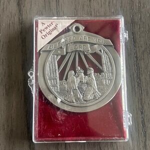 Vintage 1992 Cheerful Hearts Fine Pewter Nativity Christmas Ornament USA Made